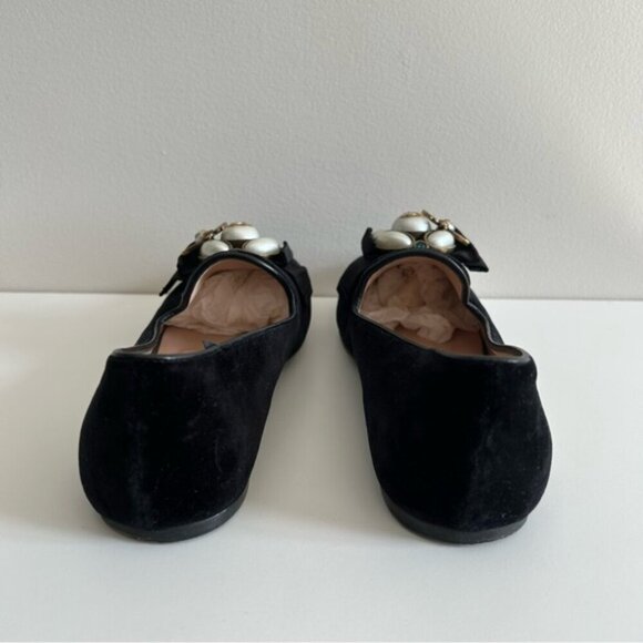 GUCCI Étoile Faux Pearl Embellished Velvelt Black Loafers sz 37 - Picture 8 of 12